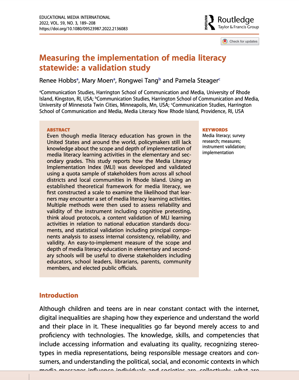 Validation Study: ML Measures